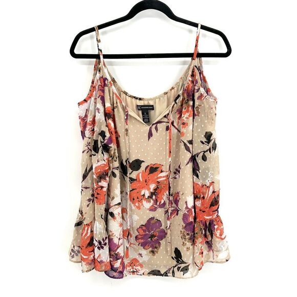 INC INTERNATIONAL CONCEPTS Beige Pink Floral Swiss Dot Cold Shoulder Blouse 16 - Picture 3 of 6